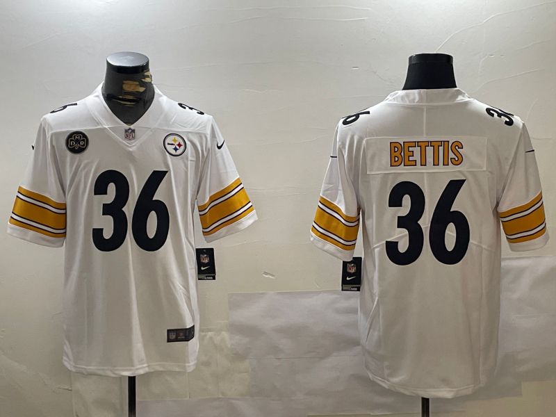 Men Pittsburgh Steelers #36 Bettis White 2024 Nike Limited NFL Jersey style 2